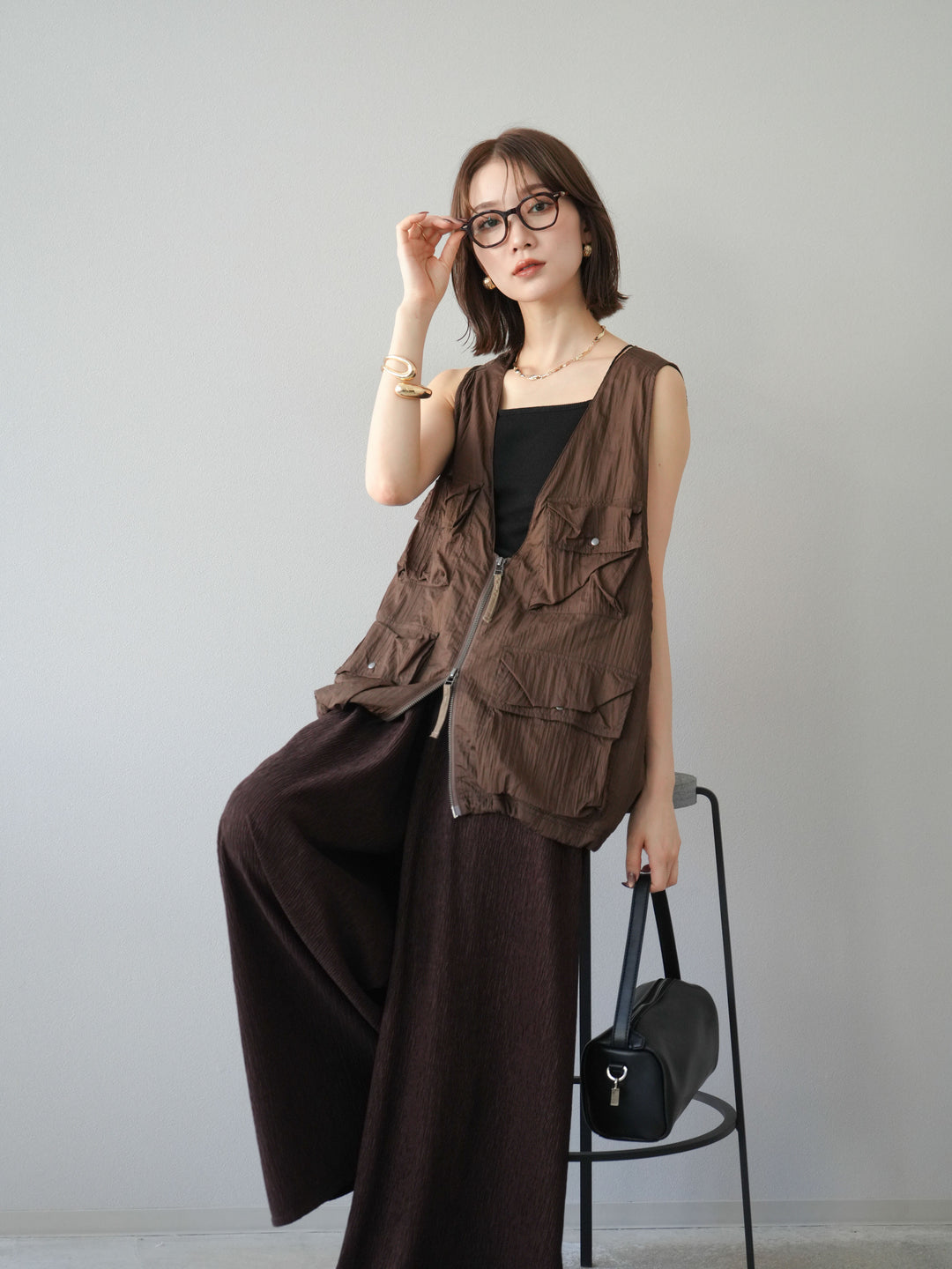 [予約]ナイロンBIGポケットシアーベスト/ブラウン