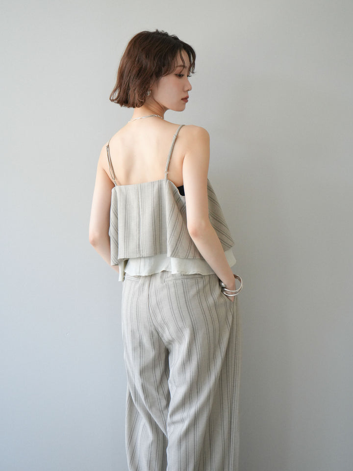 [SET]ピンストライプレイヤードキャミソール+ピンストライプタックワイドパンツ(2set)