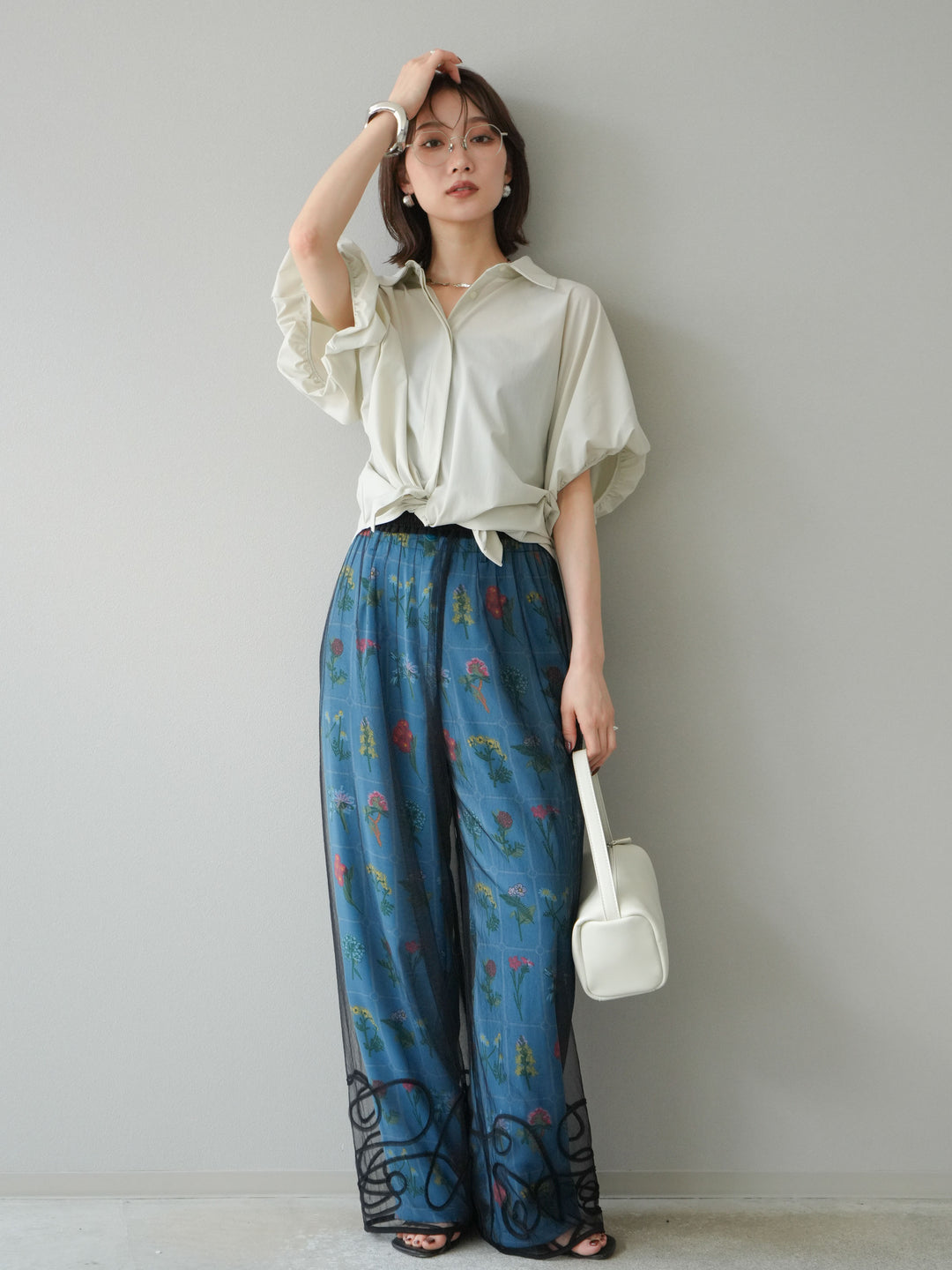 [予約]ICE TOUCHパフスリーブシャツ/オフグレー