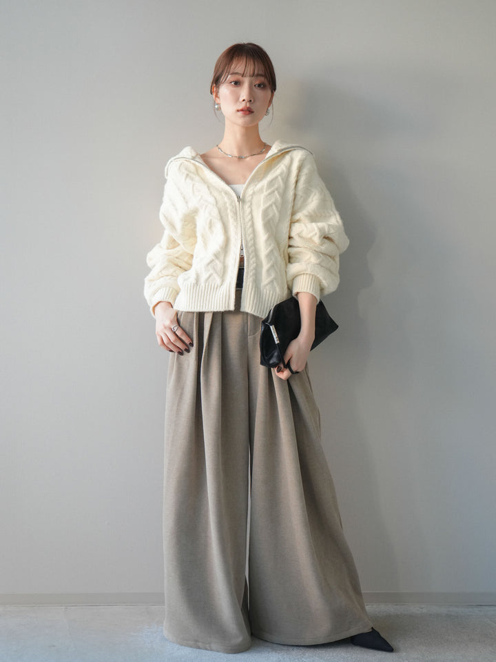 [予約]ベルトデザインループコールテンワイドパンツ(ベルト付き)/beige