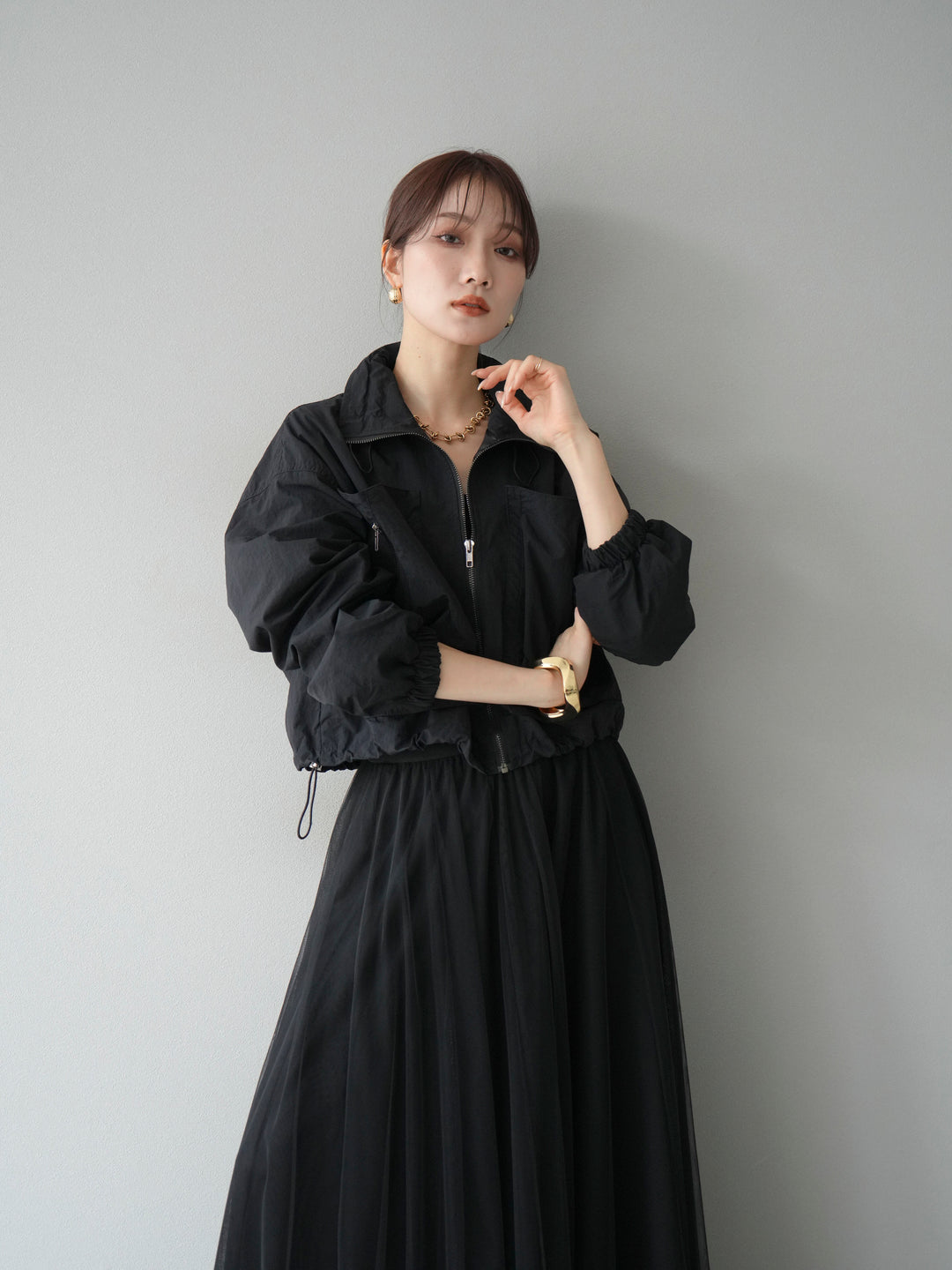 [予約]ポケットデザインショートブルゾン/ブラウン