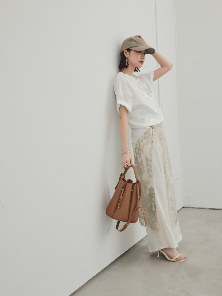 [套裝] 燙金印花乾爽棉質 TEE + 寬鬆窄裙 (2 套)