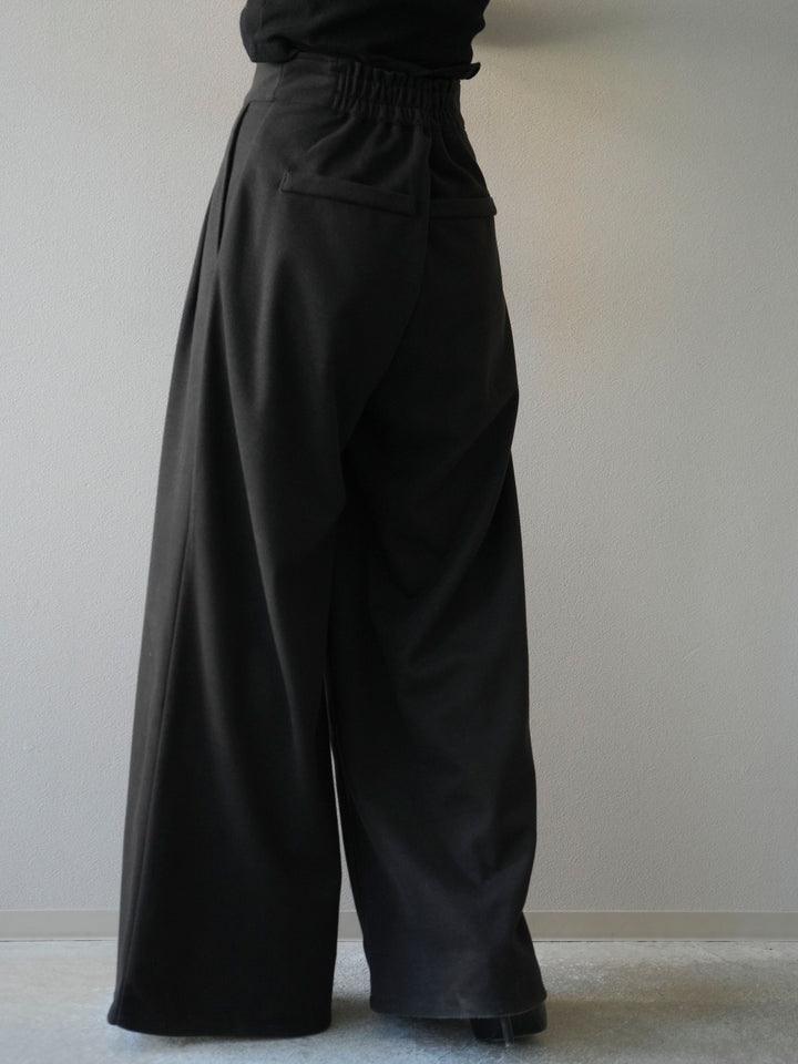 [予約]ウールタッチフロントジップパンツ/black