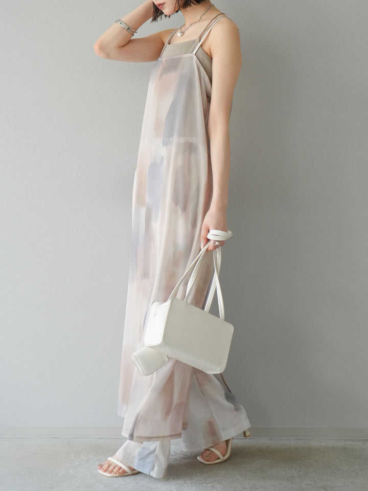 [予約]水彩アートシアーキャミワンピース/エクリュ