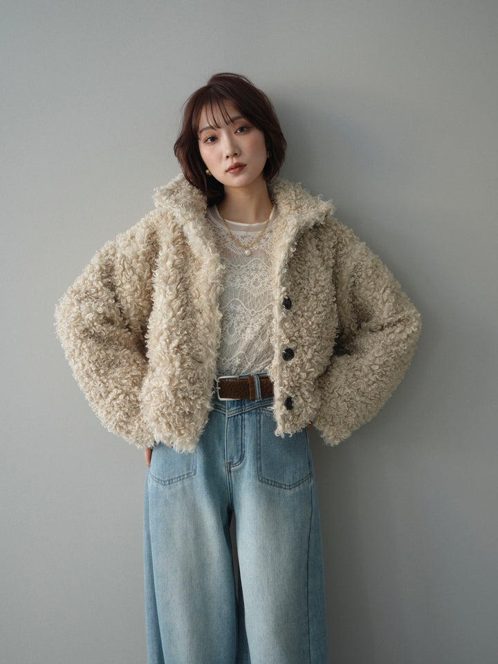 [SET]プードルファーミドルスタンドブルゾン+選べるアクセセット(2set)