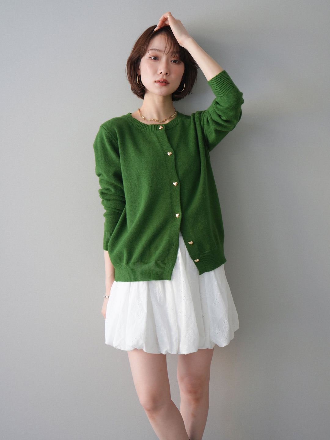 [SET]ハートボタンニットカーディガン+ハートボタンニットカーディガン(2set)