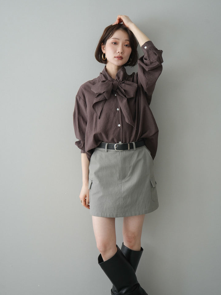 [予約]シアーボウタイブラウス/brown