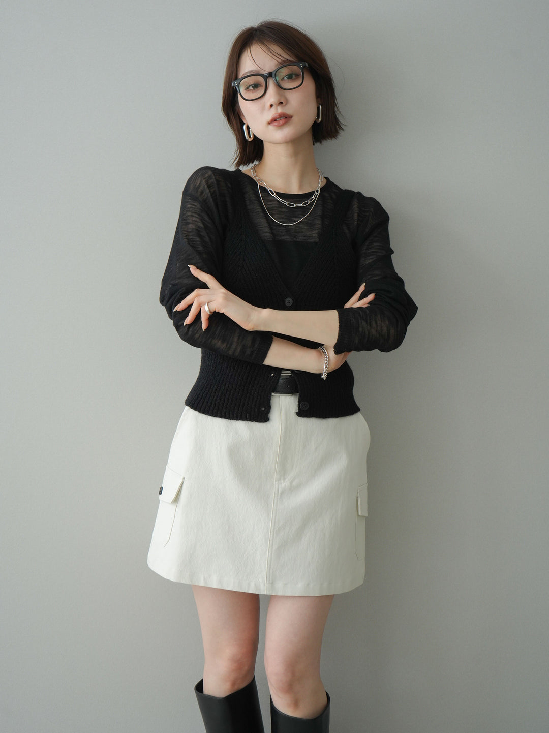 [予約]ビスチェアンサンブルシアーニット/black