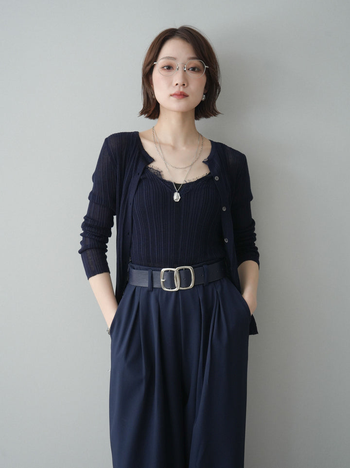 [予約]インナーレースキャミソール＆カーディガンアンサンブル/navy