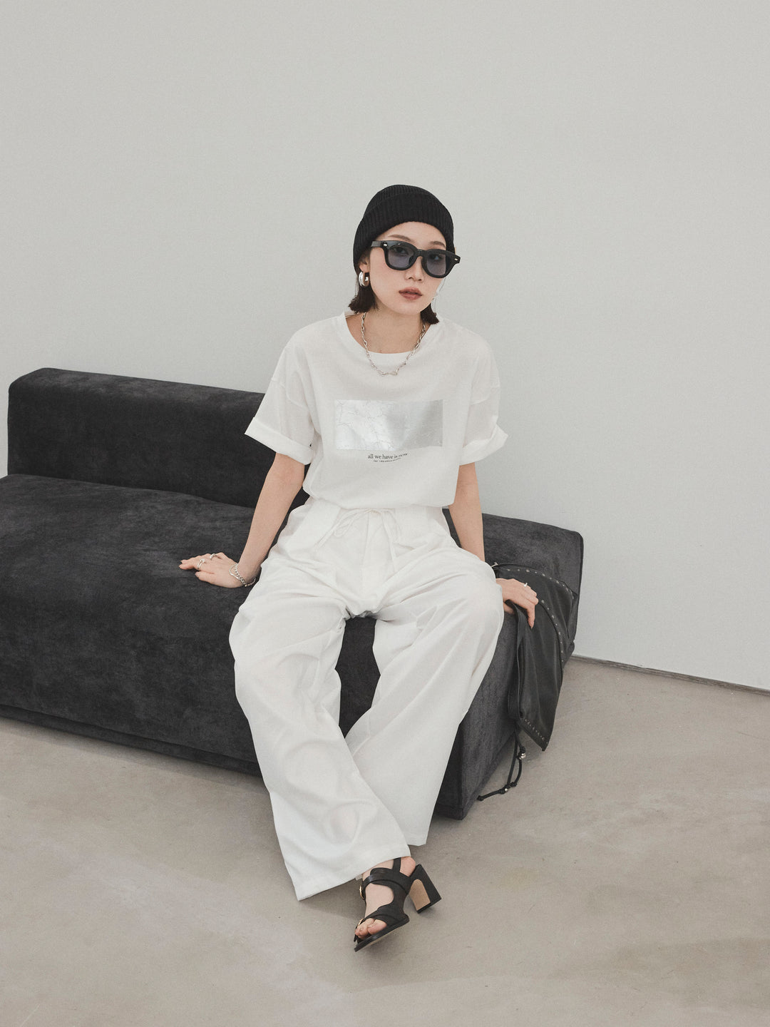 [予約]箔プリントドライタッチコットンTEE /オフ