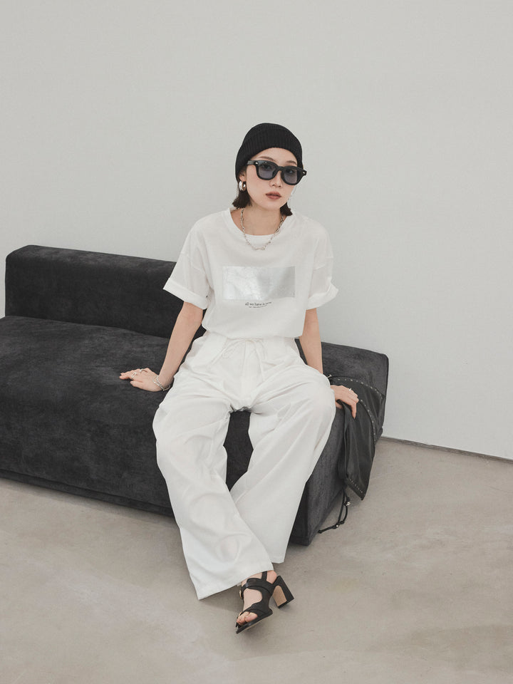 [予約]箔プリントドライタッチコットンTEE /オフ