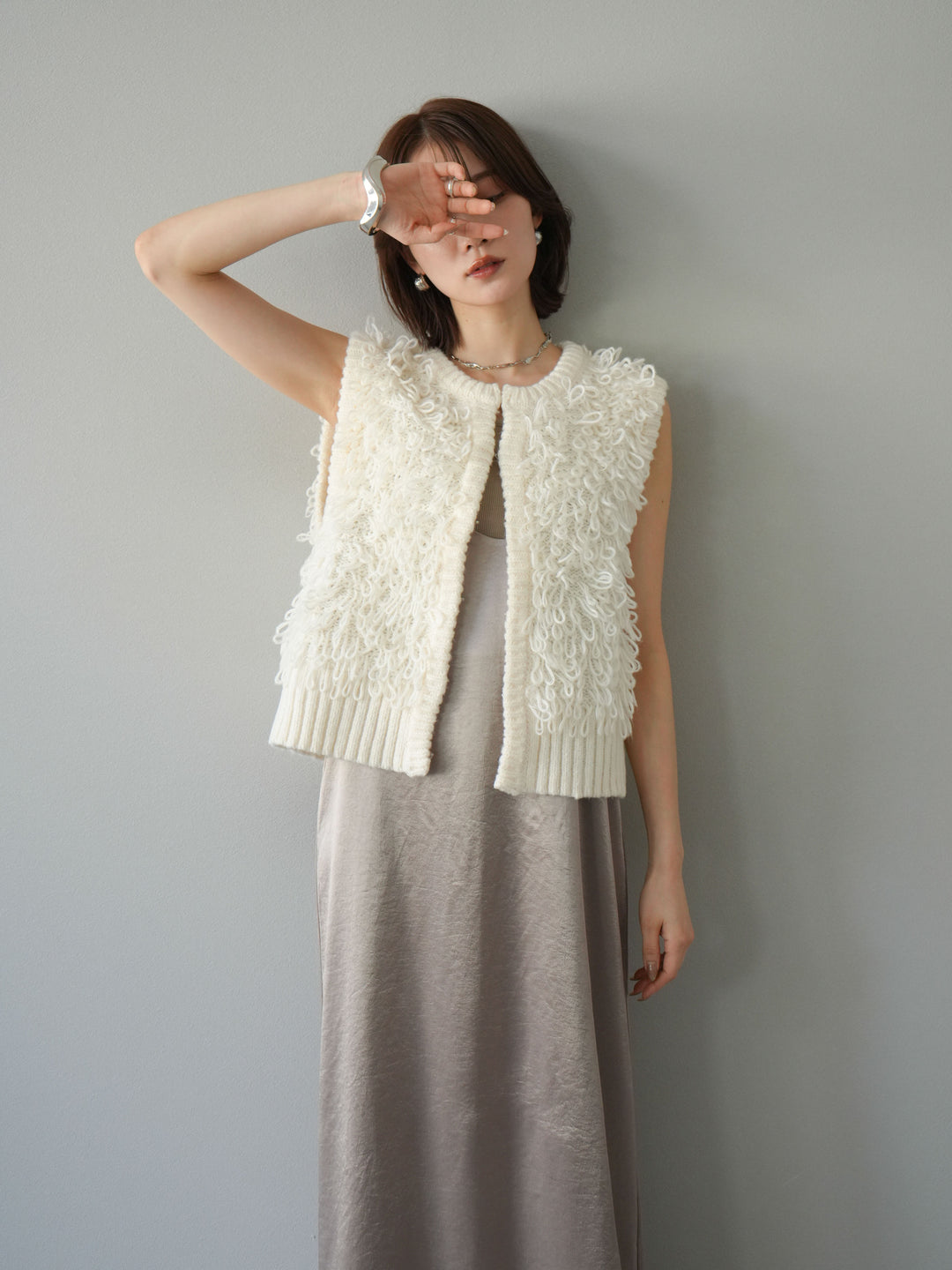 [予約]サテンキャミワンピース/グレージュ