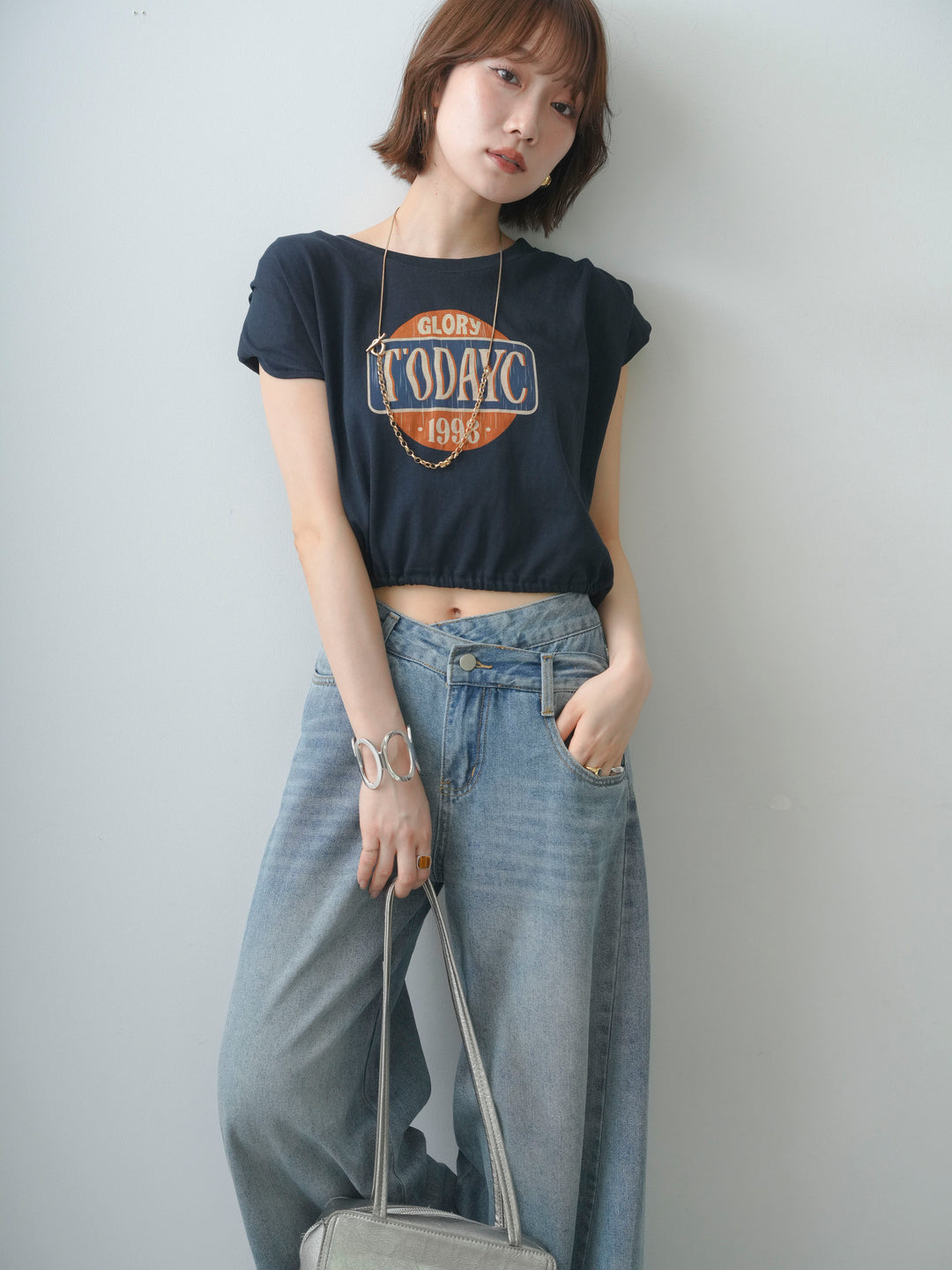 [予約]ヴィンテージロゴドロストTEE/navy