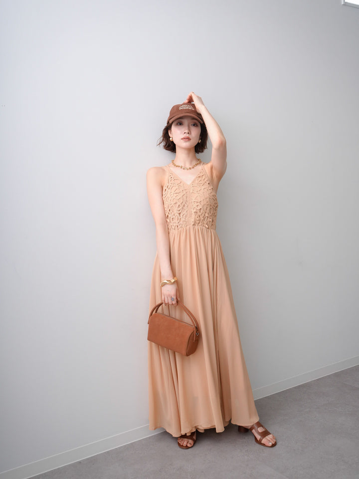 [予約]クロシェシフォンキャミワンピース/pink