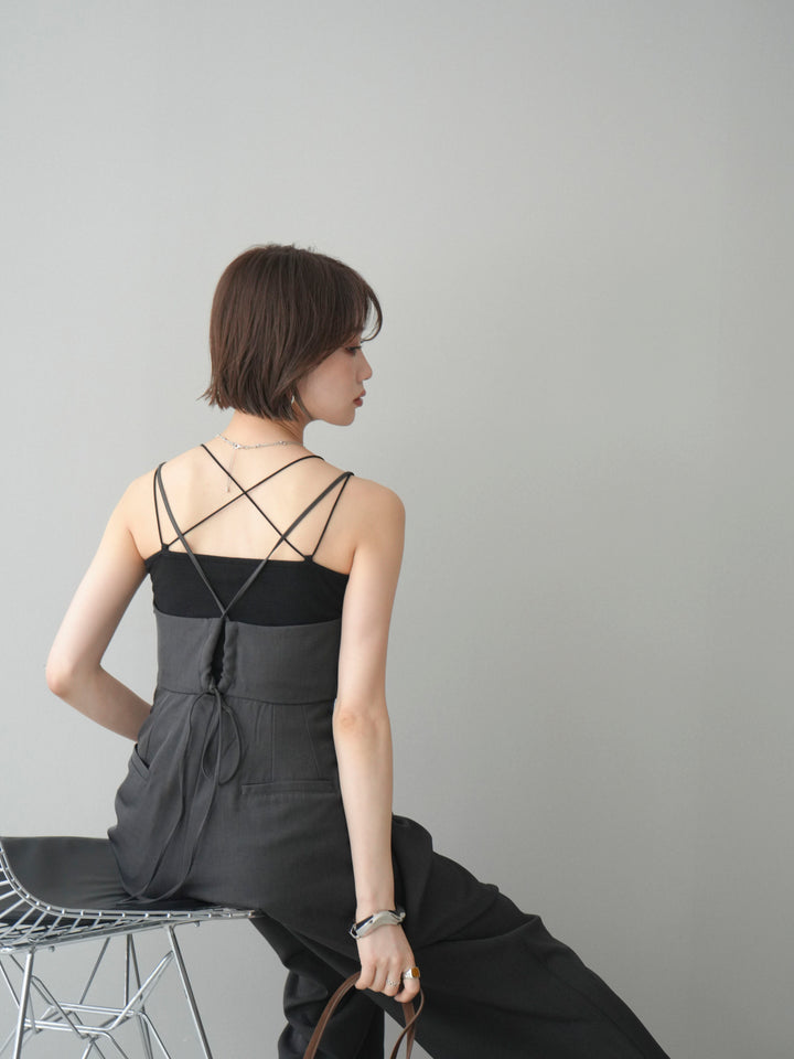 [予約]バックデザインサロペット/charcoal