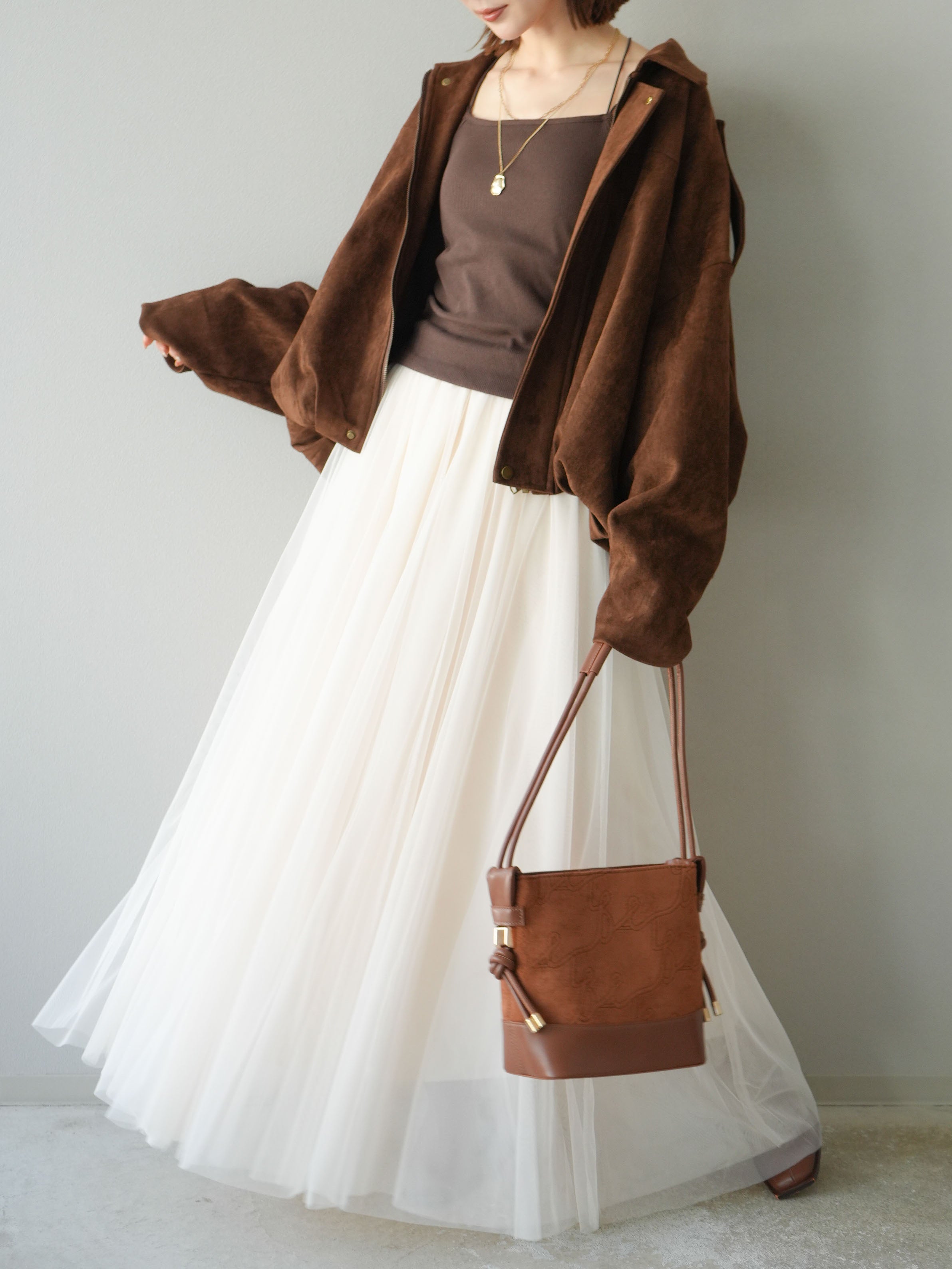 予約]スウェードオーバーブルゾン/ブラウン – Lumier