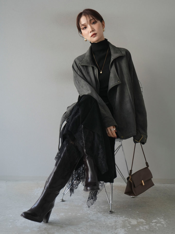 [予約]スエードライダースミドルジャケット/black