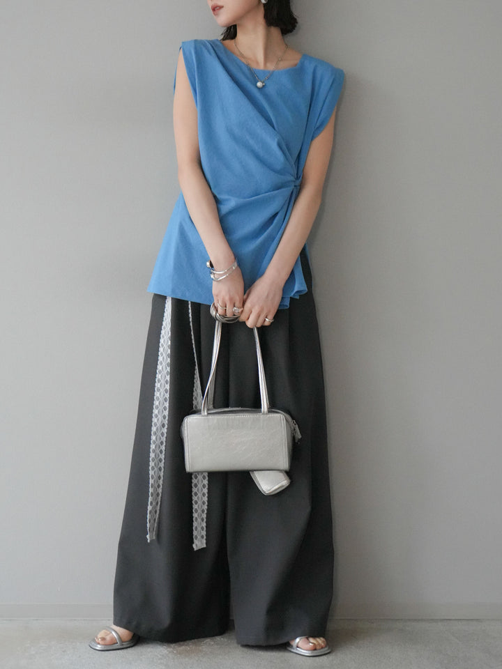 [予約]サイドツイストフレンチトップス/ブルー