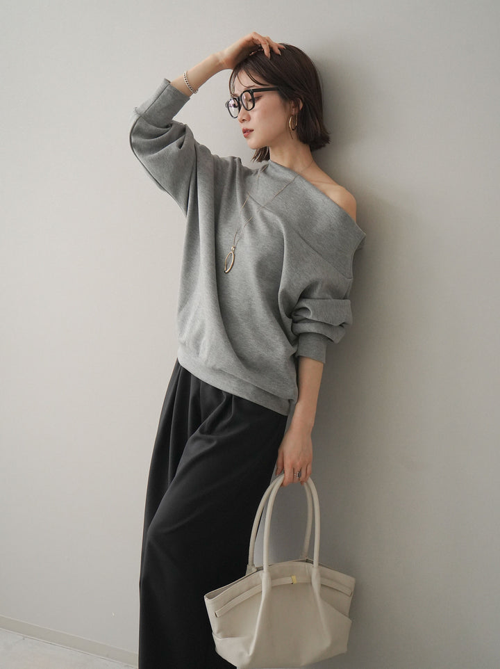 [SET]アシンメトリーオフショルポンチプルオーバー+選べるアクセセット(2set)