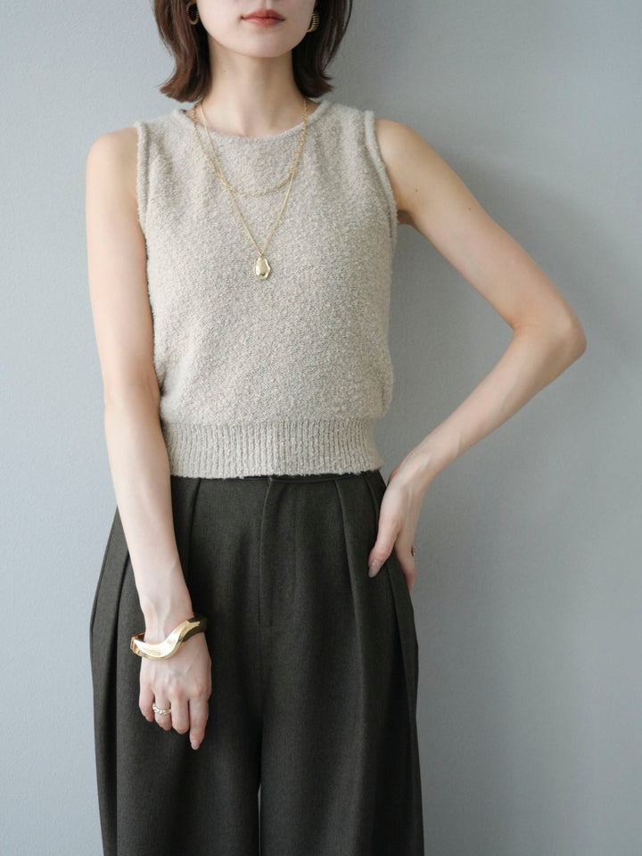 [予約]ブークレニットタンクトップ/ベージュ