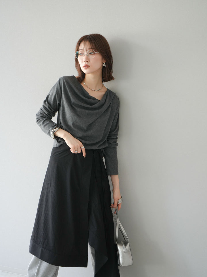 [予約]ドレープデザインカットソー/チャコール