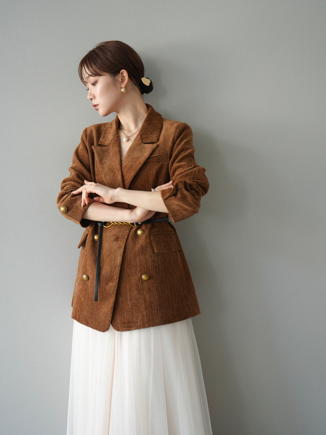 [SET]ベロアダブルジャケット+チュールボリュームスカート(2set)