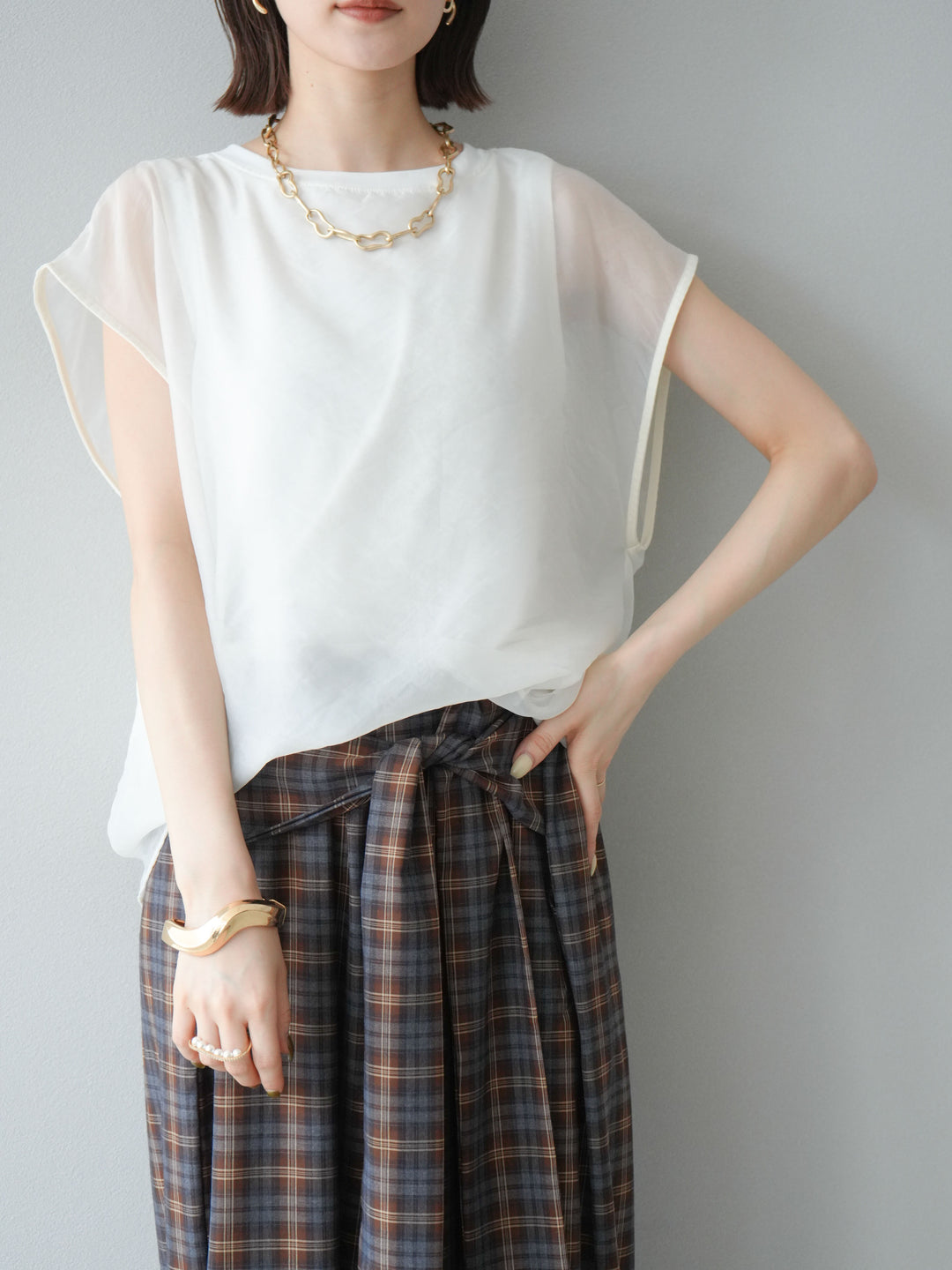 [予約]シアーレイヤードトップス/アイボリー