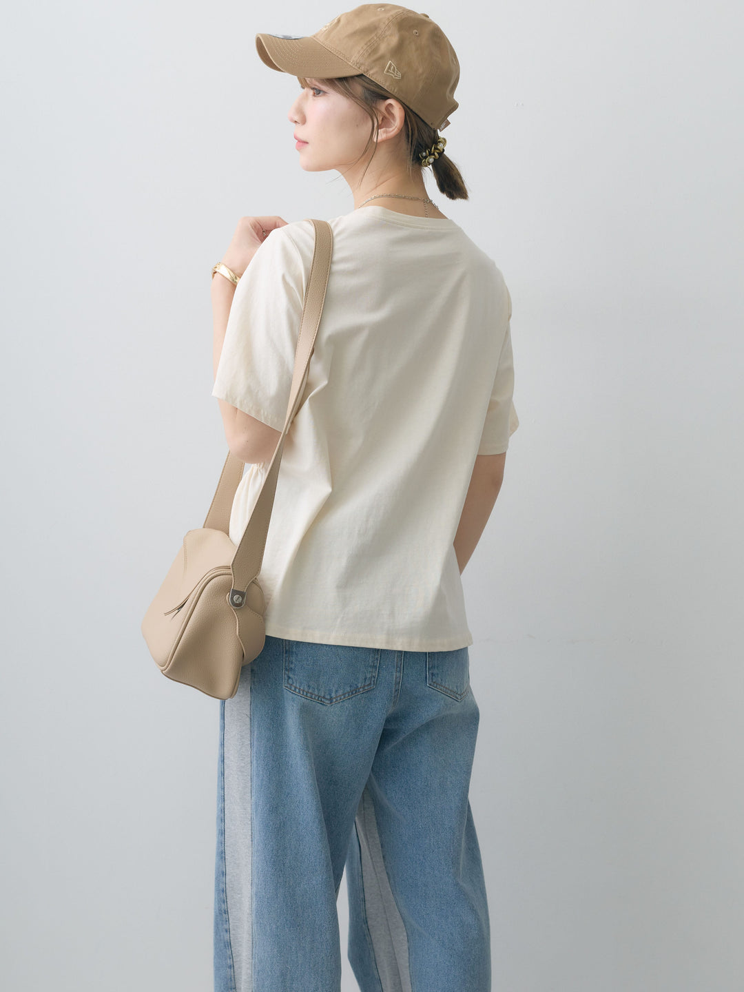 [SET]クールタッチシャーリングTEE+デニム切替スウェットパンツ(2set)