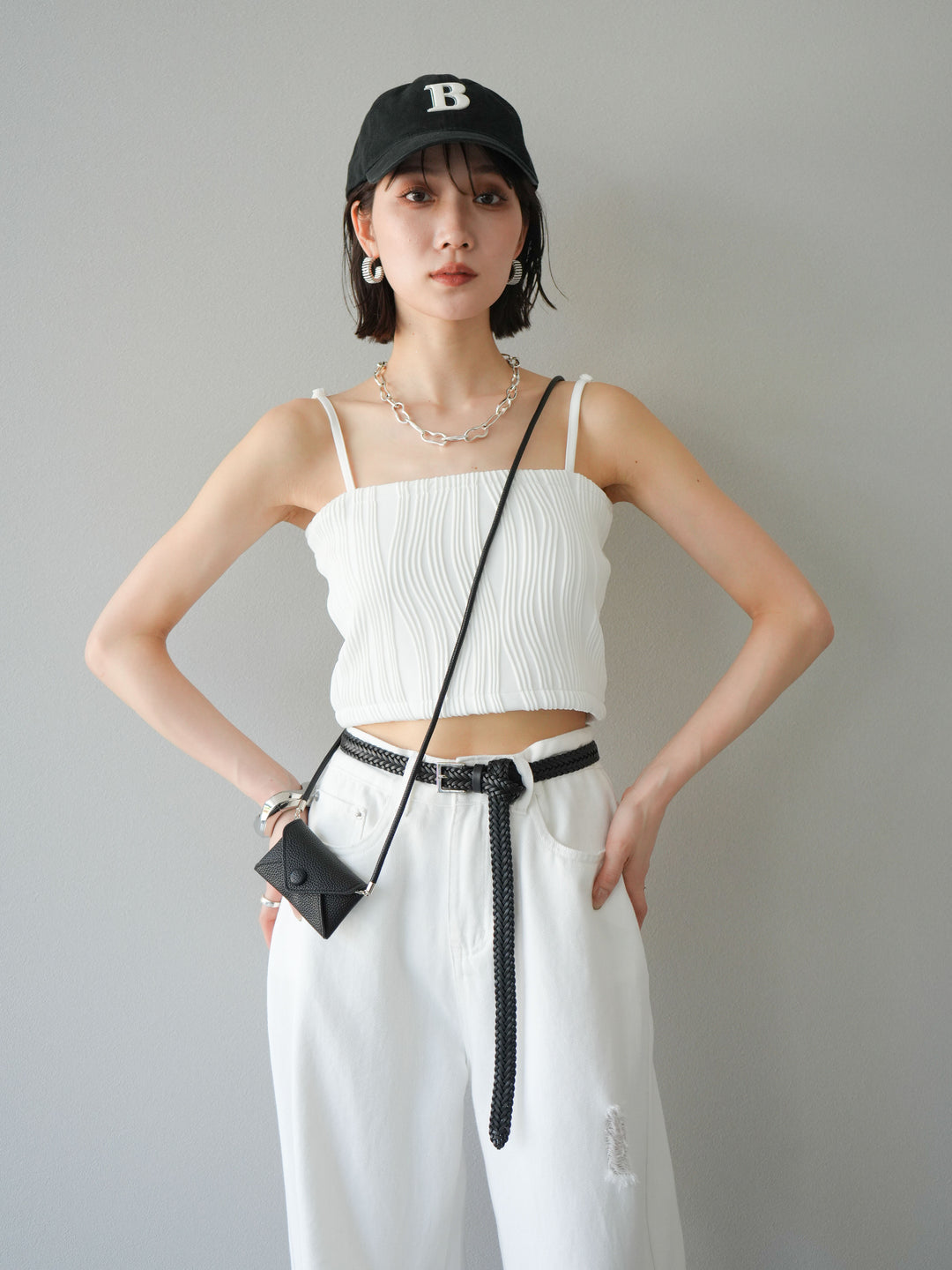 [SET]ウェーブパイピングカップ付ベアキャミソール+ウェーブパイピングカップ付ベアキャミソール(2set)