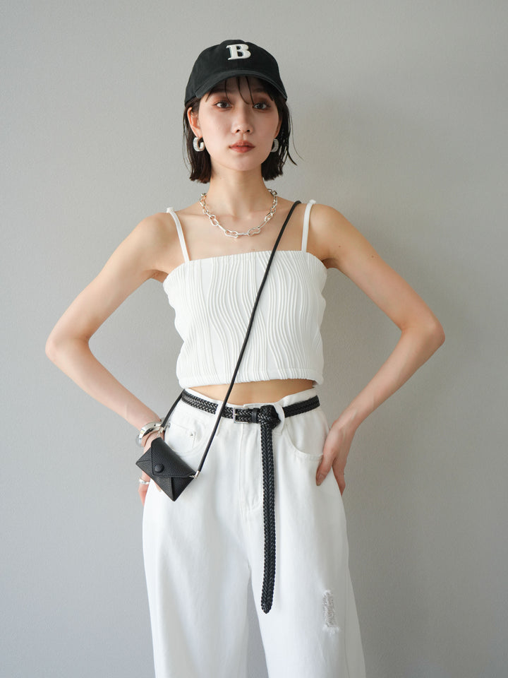 [SET]ウェーブパイピングカップ付ベアキャミソール+ウェーブパイピングカップ付ベアキャミソール(2set)