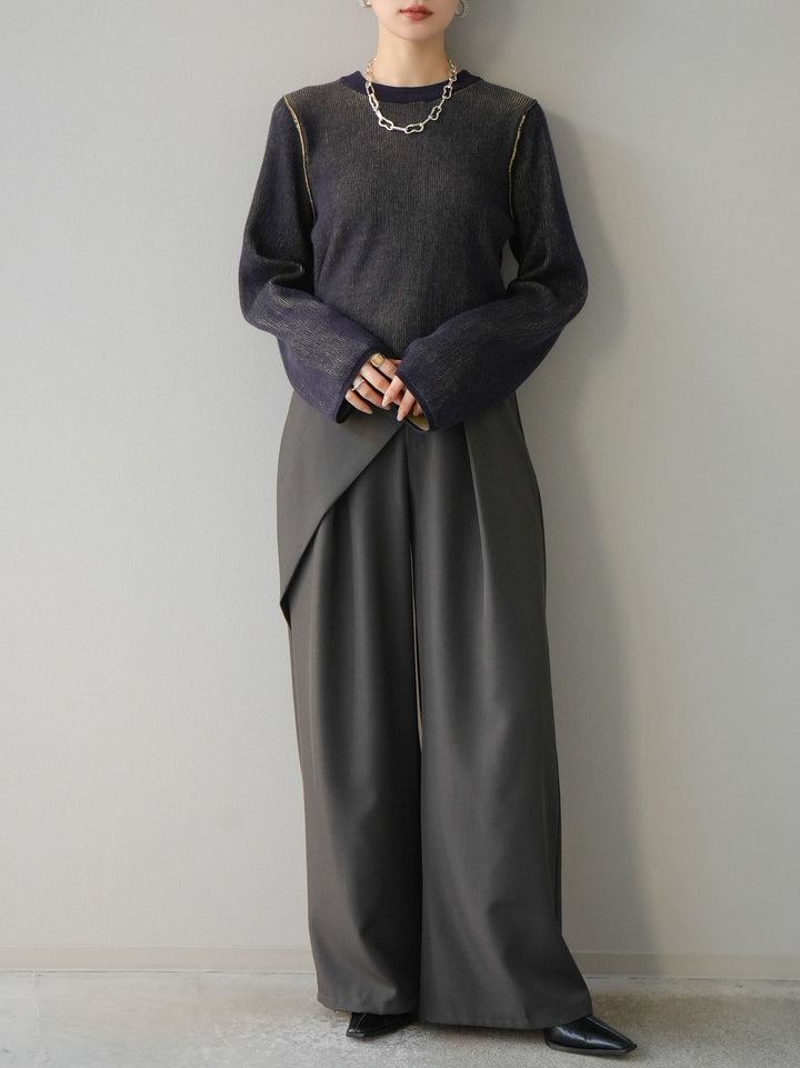 [套裝] 雙面配色羅紋針織套頭衫 + 可選飾品套裝（2 套）