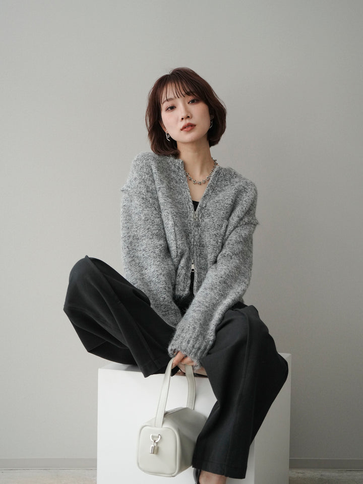 [SET]ミックスヤーンダブルZIPニットカーディガン+ミックスヤーンダブルZIPニットカーディガン(2set)