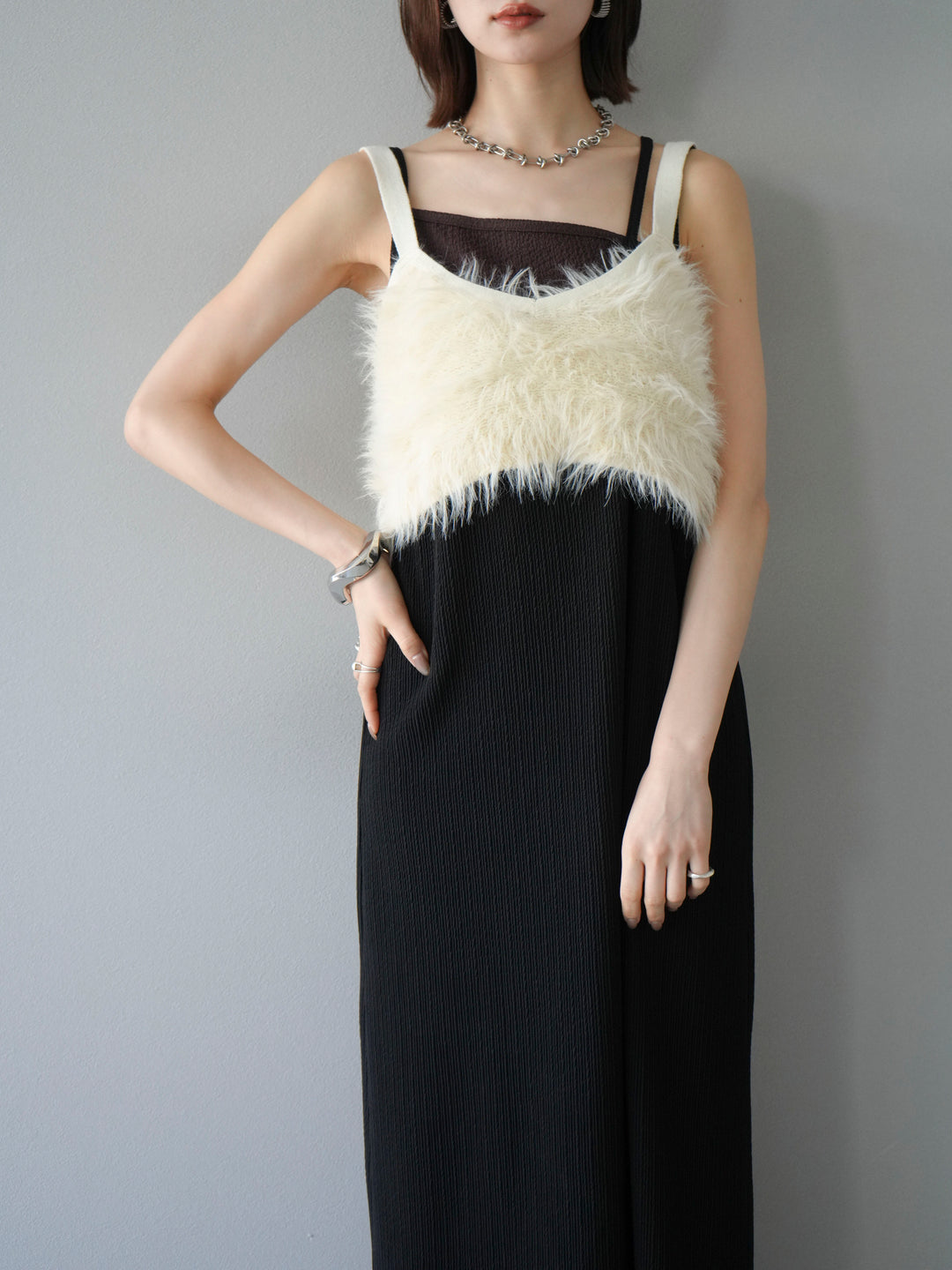 [予約]シャギーニットビスチェ/アイボリー