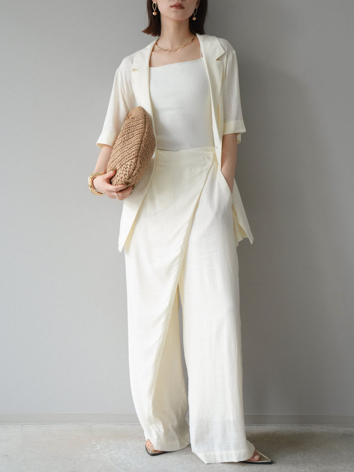 [予約]ライトリネンハーフスリーブジャケット/オフ