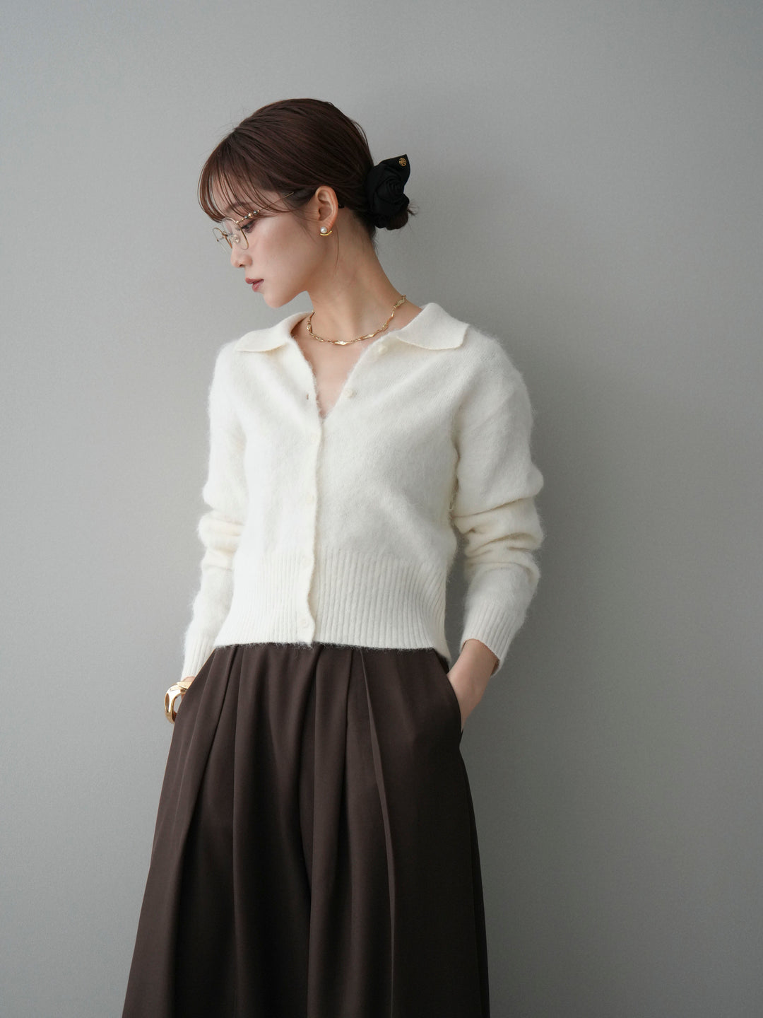 [SET]モヘア衿付きボタンプルオーバー+モヘア衿付きボタンプルオーバー(2set)