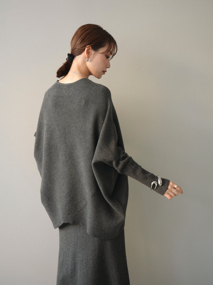 [SET]ウール混ドルマンニット&スカートSET UP+選べるアクセセット(2set)