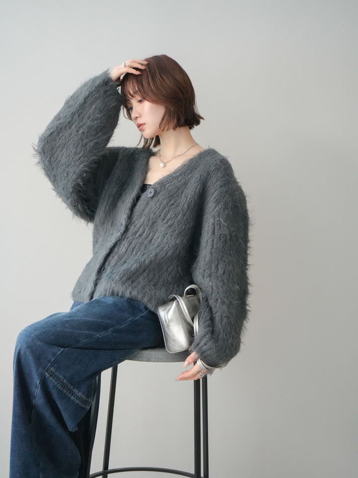 [SET]シャギーオーバーニットカーディガン+選べるアクセセット(2set)