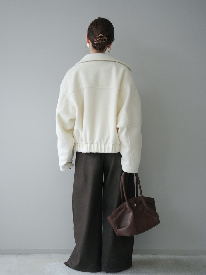 [SET]ウールライクフライトジャケット+アニマル柄ベルト付きウールタッチワイドパンツ(2set)