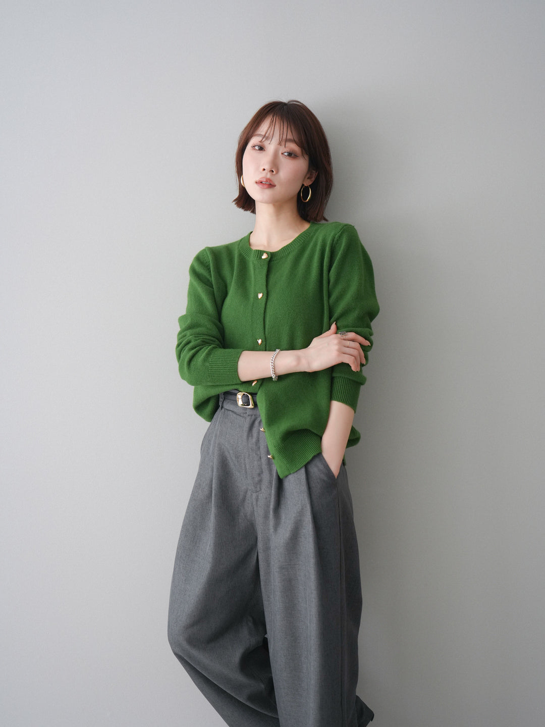 [SET]ハートボタンニットカーディガン+ハートボタンニットカーディガン(2set)