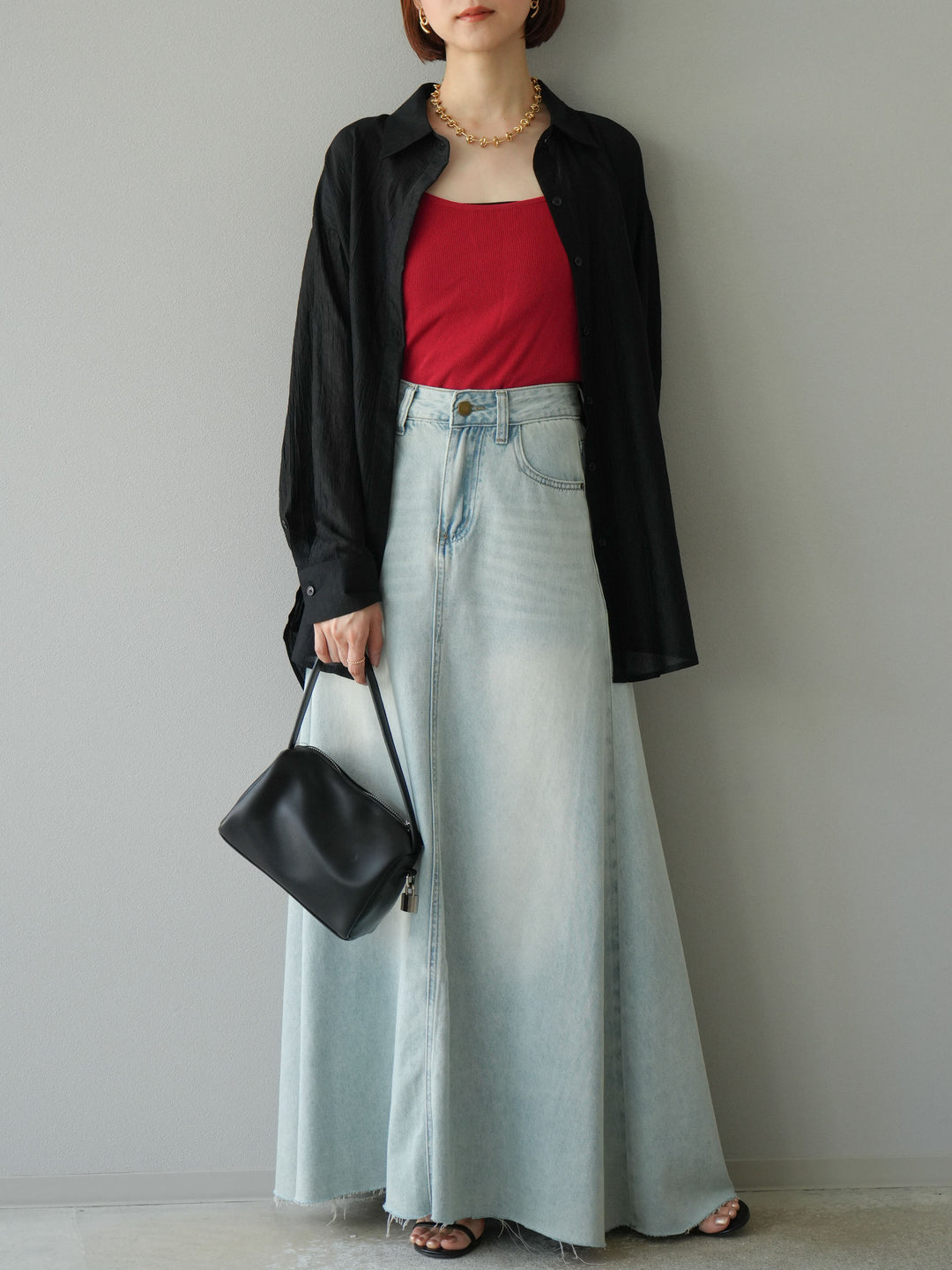 [予約]ワッシャーシャイニーシャツ/ブラック