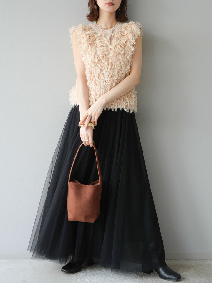 [予約]チュールボリュームスカート/ブラック