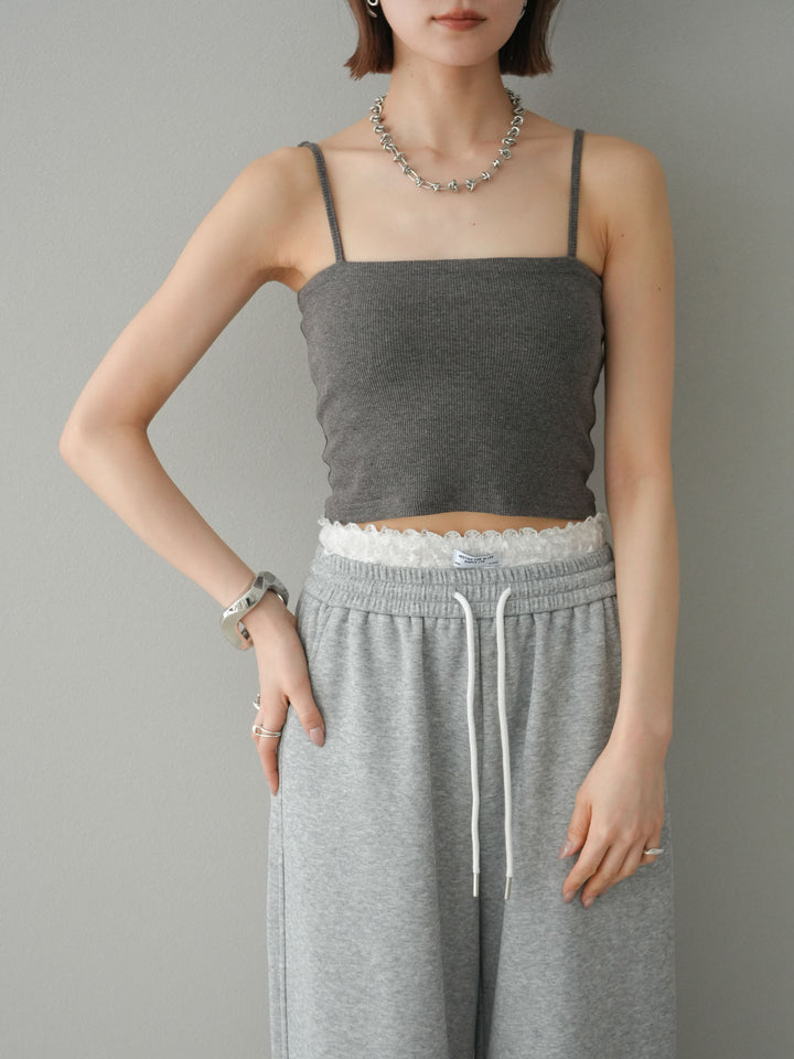 [予約]カップ付テレコリブベアキャミソール/モカ