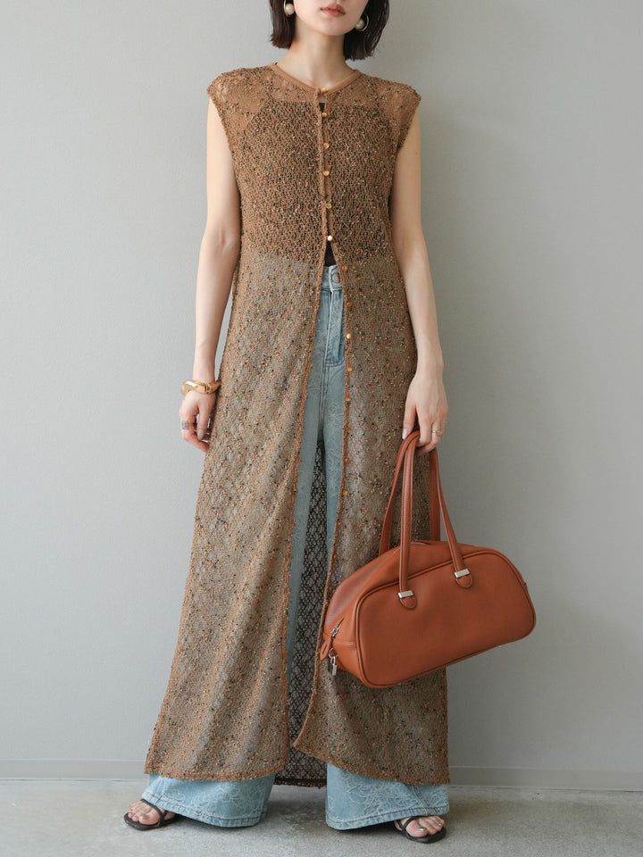 [予約]2WAYネップメッシュワンピース/ブラウン