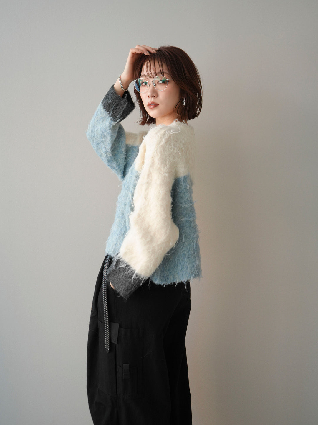 [SET]バイカラーモヘアタッチニットプルオーバー+バイカラーモヘアタッチニットプルオーバー(2set)