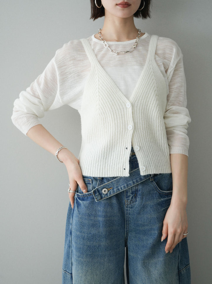 [予約]ビスチェアンサンブルシアーニット/white