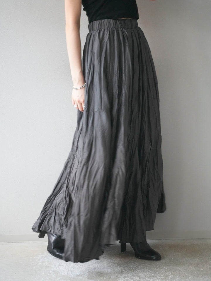 [予約]ワッシャープリーツロングスカート/charcoal