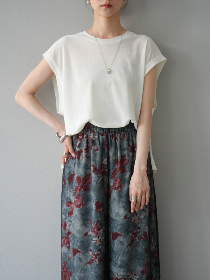 [予約]シアーフロッキーベロアルーズノースリーブTシャツ/オフシロ