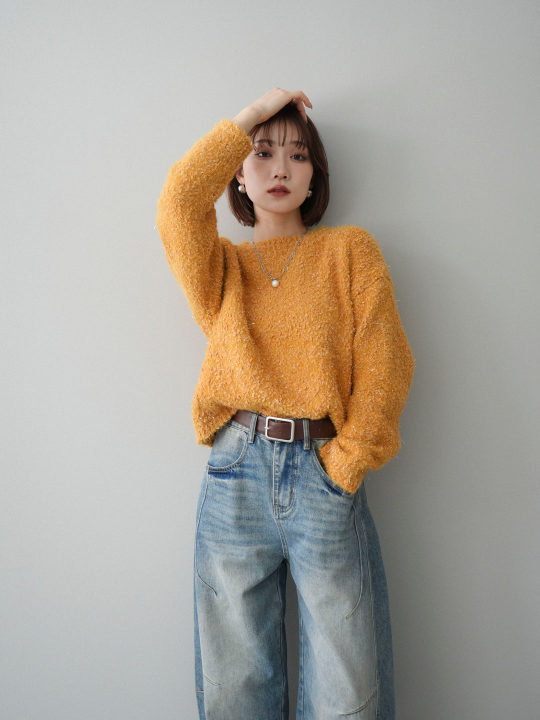 [SET]モールラメミックスヤーンニットプルオーバー+モールラメミックスヤーンニットプルオーバー(2set)