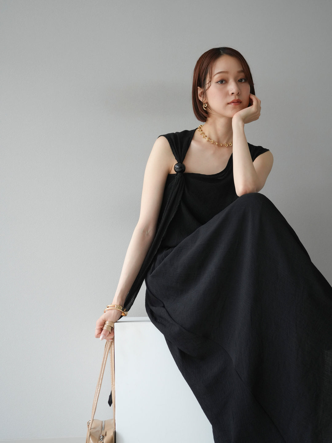 [SET]ビーズモチーフ楊柳ブラウス＆フレアスカートSET UP(2set)