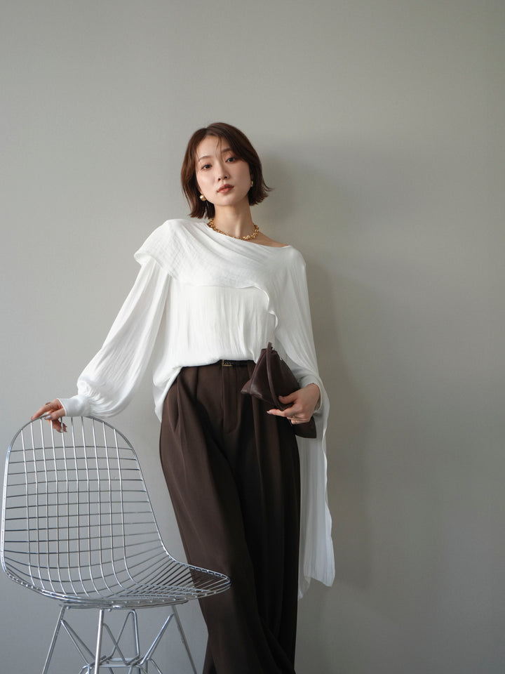 [予約]シルキードレープブラウス/white